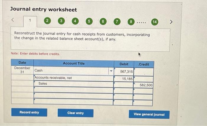 (1) all sales are credit sales, (2) all credits to Accounts Receivable