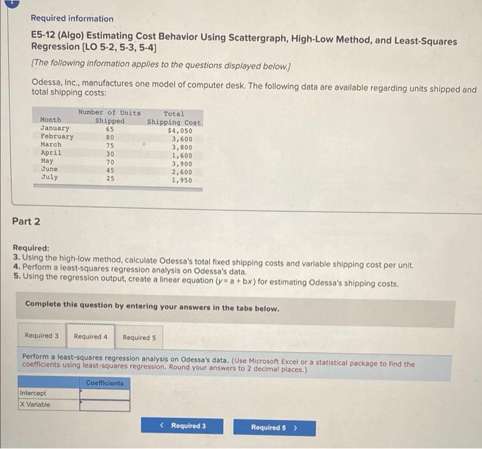 and Least-Squares Regression [LO 5-2, 5-3, 5-4] Skip to question [The following