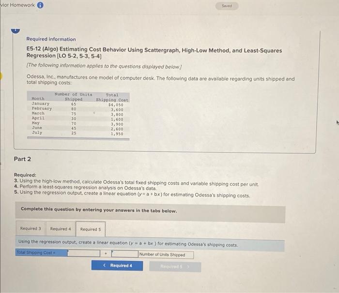 information applies to the questions displayed below.] Odessa, Inc., manufactures one model