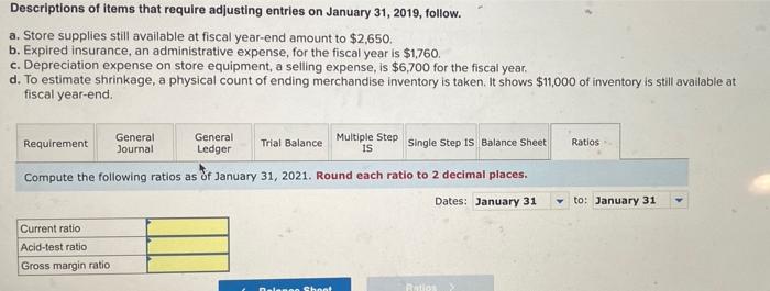 31, 2021 Account Title Credit $ Cash Merchandise inventory Store supplies Propaid