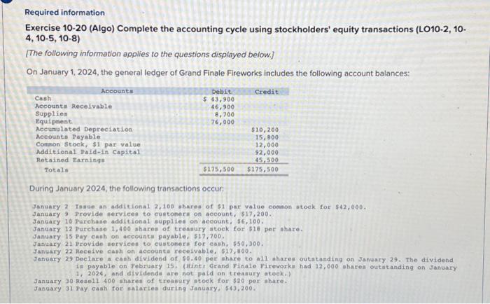  All the same question just different parts Required information Exercise 10-20