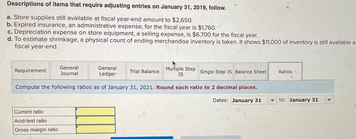 amount to $2,650. b. Expired insurance, an administrative expense, for the fiscal