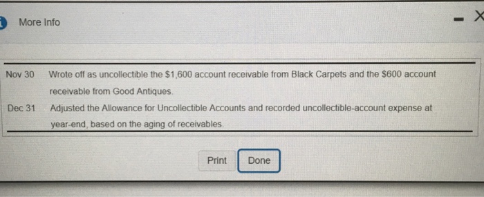 debits first, then c Wrote off as uncollectible the $1,600 account receivable