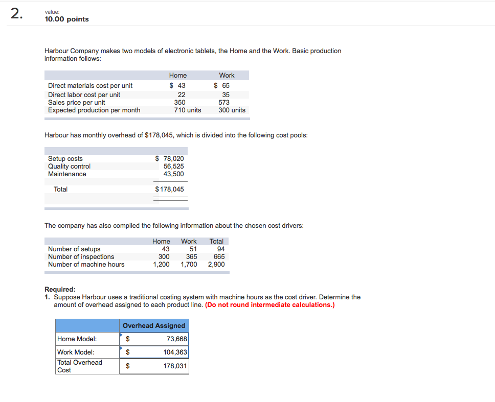  Please help with question 2, 3 and 8. 2.10.00 points Harbour