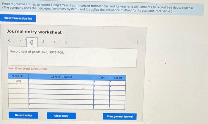 adjustments LO C1, P2, P3 Liang Company began operations in Year 1