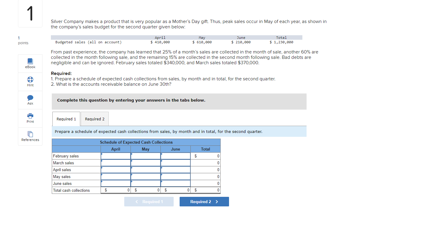 please solve required 1 and two Silver Company makes a product that