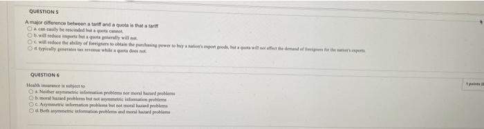  please all questions QUESTIONS A major difference between a tarifand a