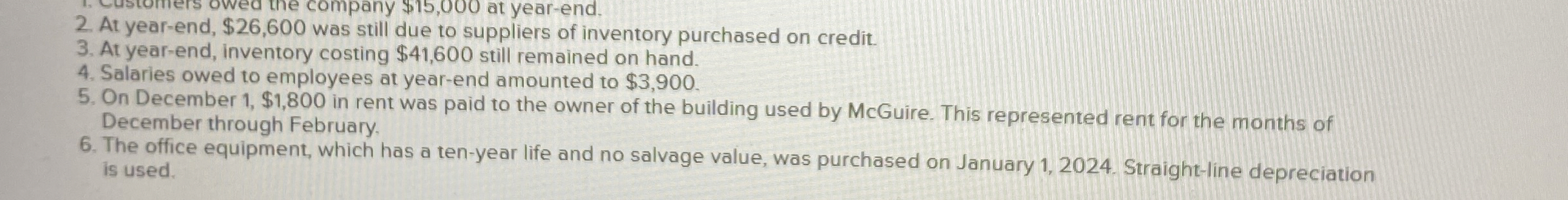  At year-end, $26,600 was still due to suppliers of inventory purchased