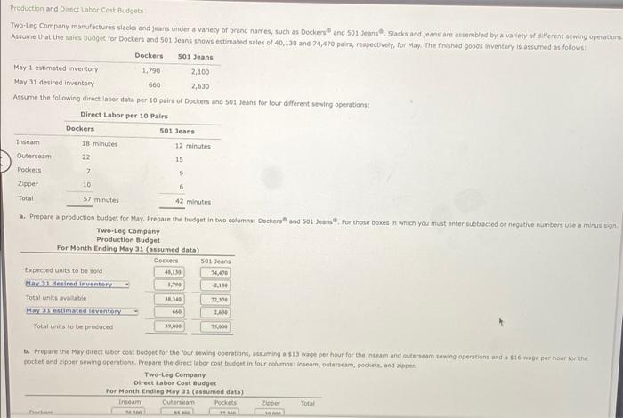 can someone help me finish this problem? show your work please Production