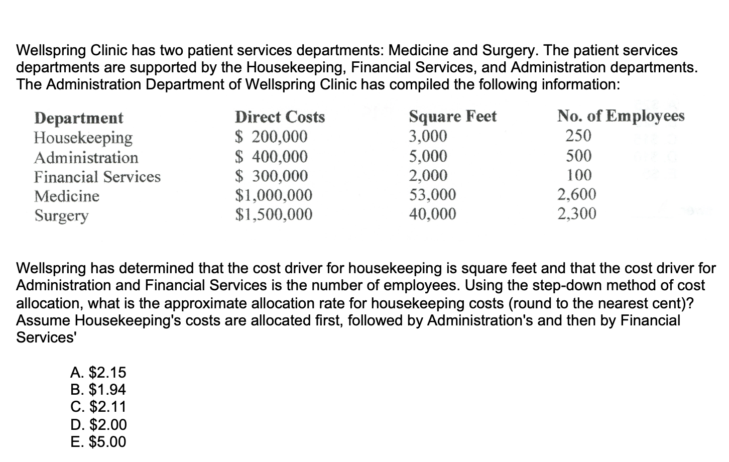 The answer is D. $2.00 Can you please explain step by step
