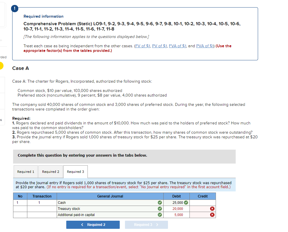 Required information Comprehensive Problem (Static) LO9-1,9-2, 9-3, 9-4, 9-5, 9-6, 9-7,