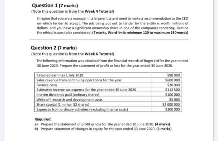  Question 1 (7 marks) (Note this question is from the Week