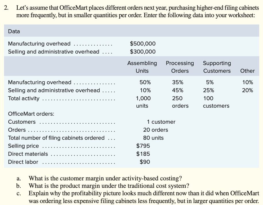 traditional cost system" -- Row 54 Also need assistance with Question 2