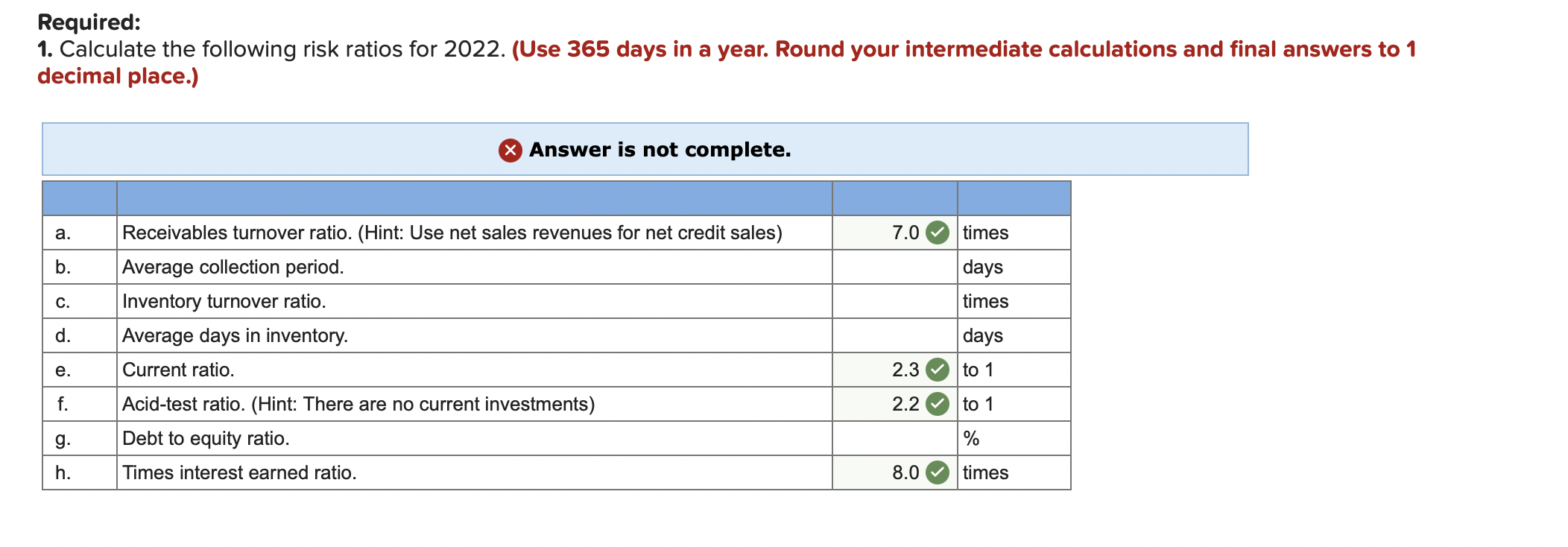 Fill in all missing # correctly for a like Required: 1. Calculate