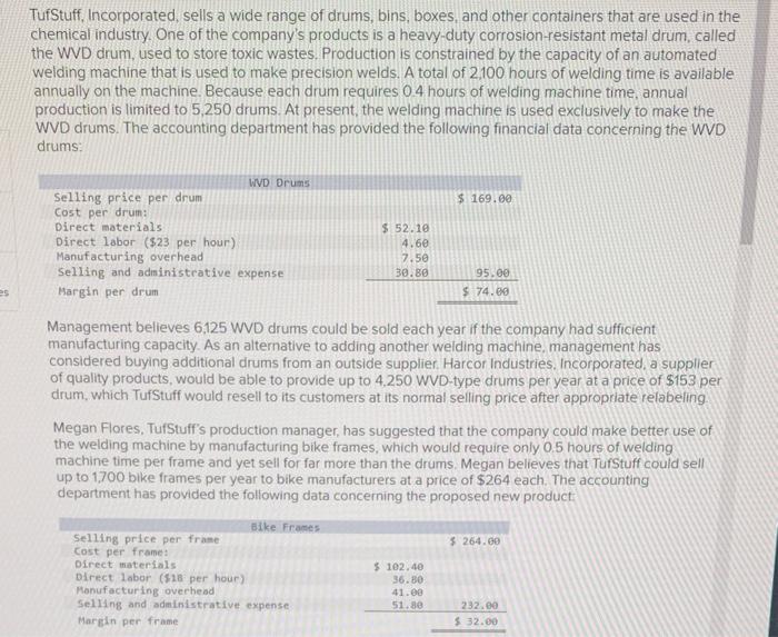 help plz i only need help with 1-4b and 7b TufStuff, Incorporated,