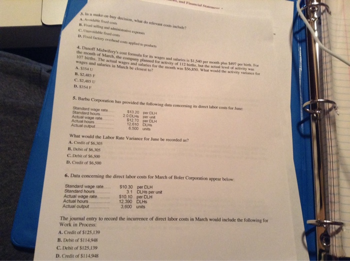  In a make-or-buy decision, what do relevant costs include? Avoidiable fixed