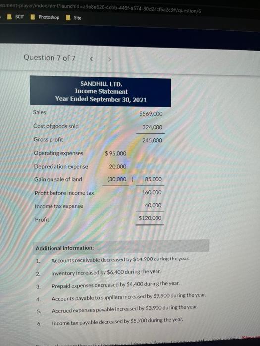 please answer my cash flow statement direct method question Question 7 of