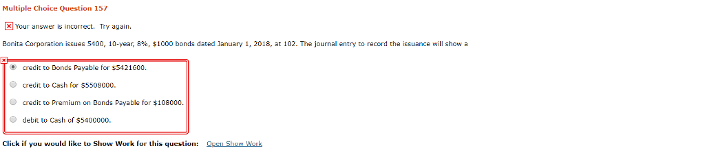 Multiple Choice Question 15/ XYour answer is incorrect. Try again Bonita