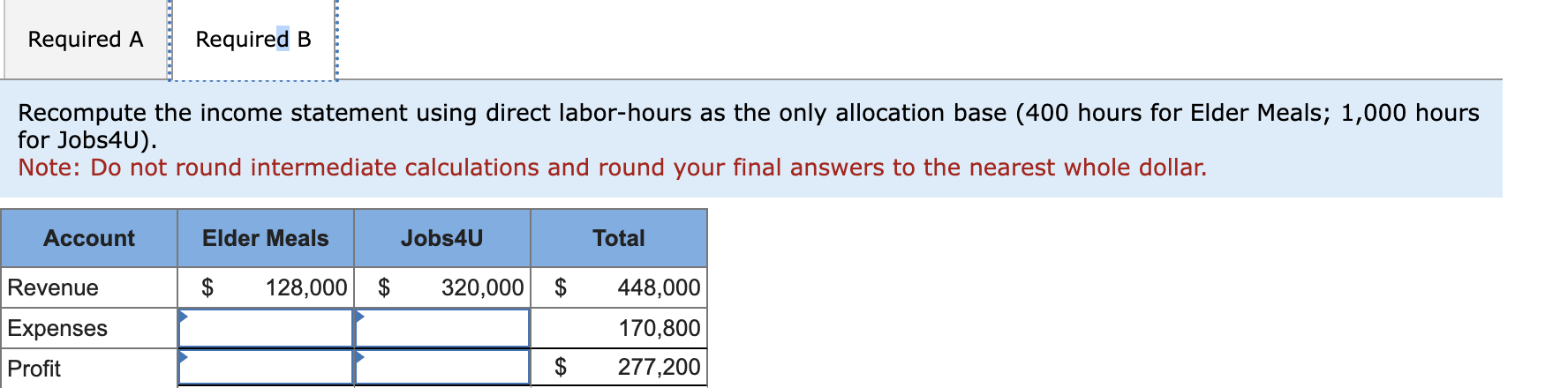 in a mid-sized city. The services are "Elder Meals" and "Jobs4U." Elder
