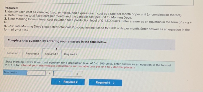 month. The relevant range is 0-1500 units, and monthly production costs for