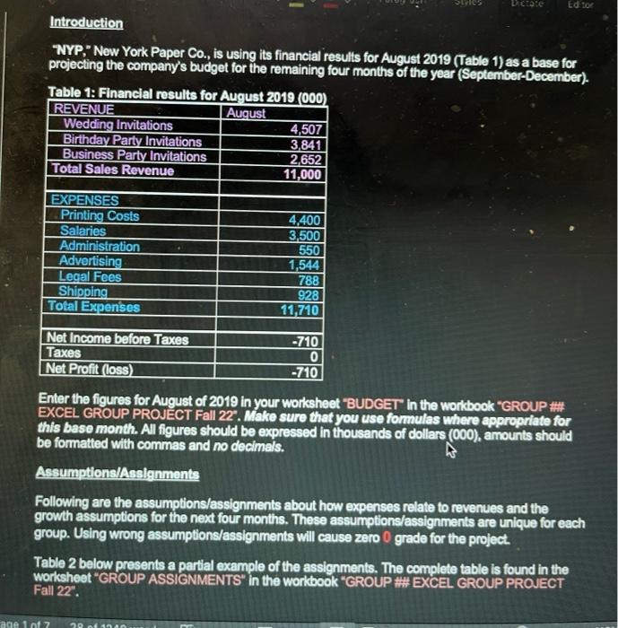 please show all the formulas you used in excel. I started the