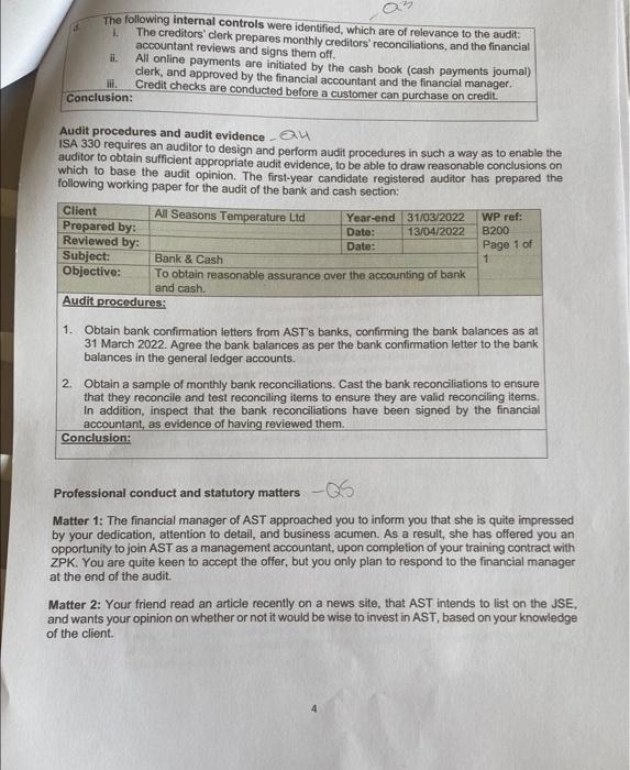 firm of registered auditors. Your firm has been appointed to audit All