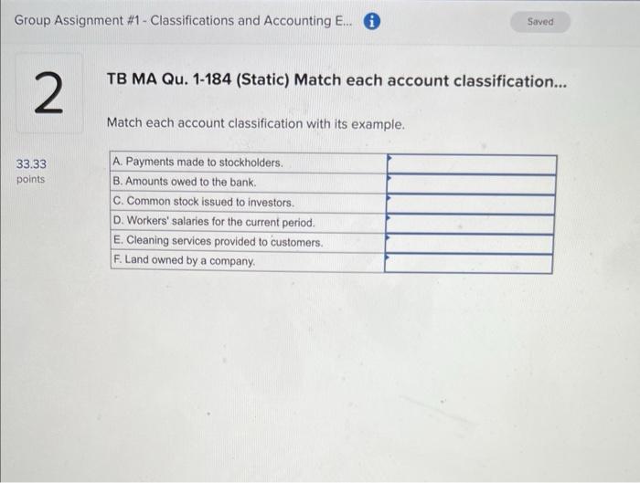  Group Assignment \#1- Classifications and Accounting E... (i) TB MA Qu.