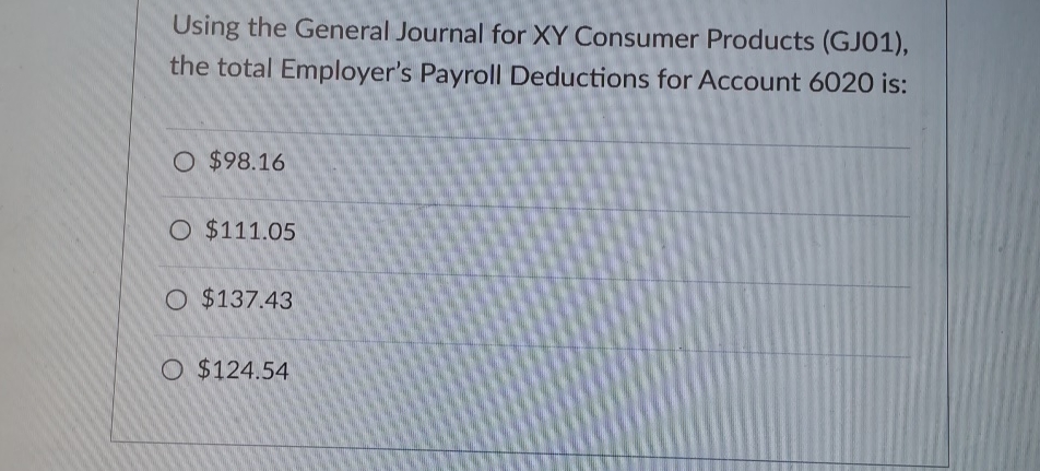  Using the General Journal for XY Consumer Products (GJ01), the total