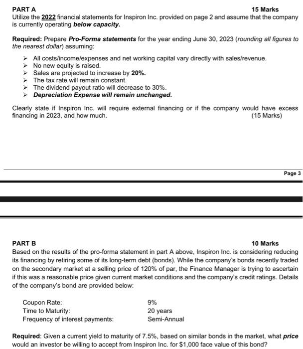  PART A 15 Marks Utilize the 2022 financial statements for Inspiron