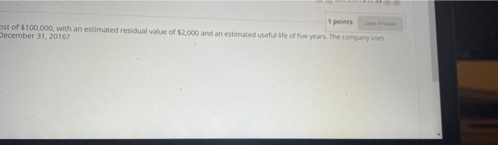book value at December, 2016 A $60,000 B. $36,000 C. $21.600 OD