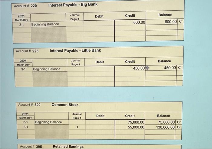 cash out of Big Bank to pay for March's rent. March 2