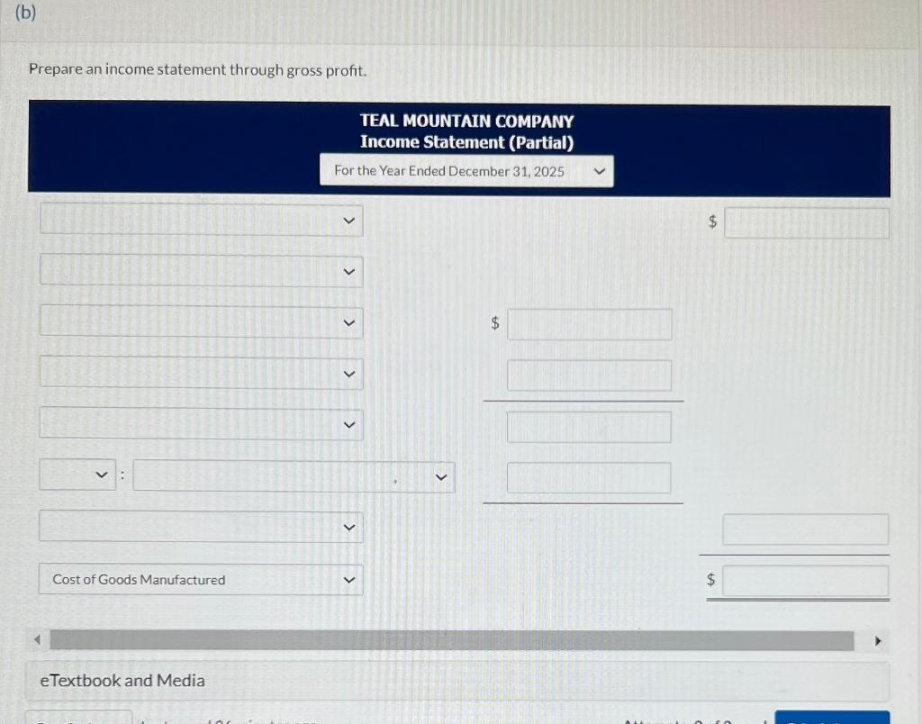 Prepare an income statement through gross profit