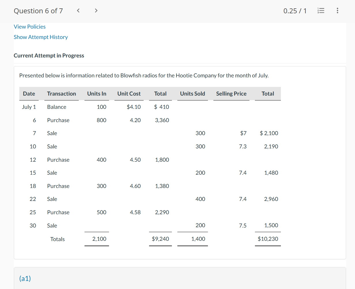 Please post detailed answer to question. Current Attempt in Progress Presented below