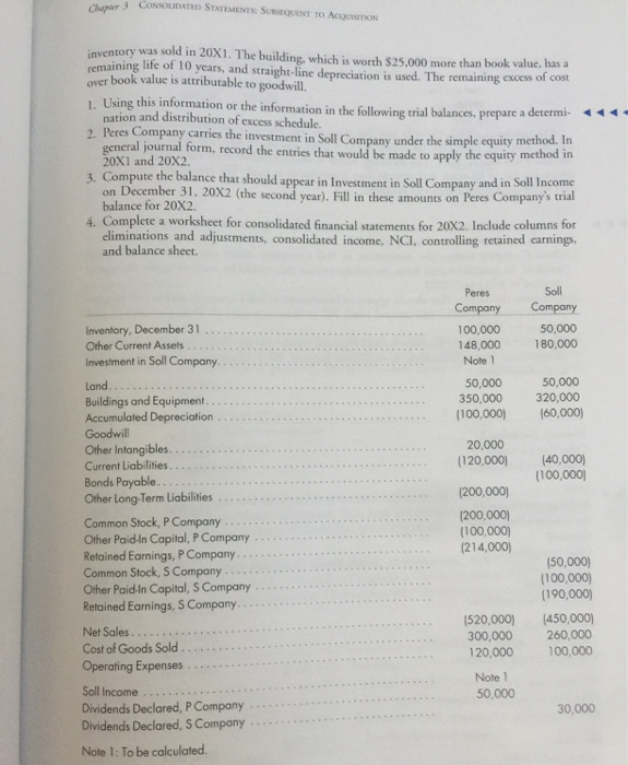 worksheet . On January 1 , 20X1 , Peres Company purchased 80