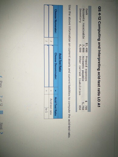  os 4-12 Computing and interpreting acld-test ratio LO A1 5 700