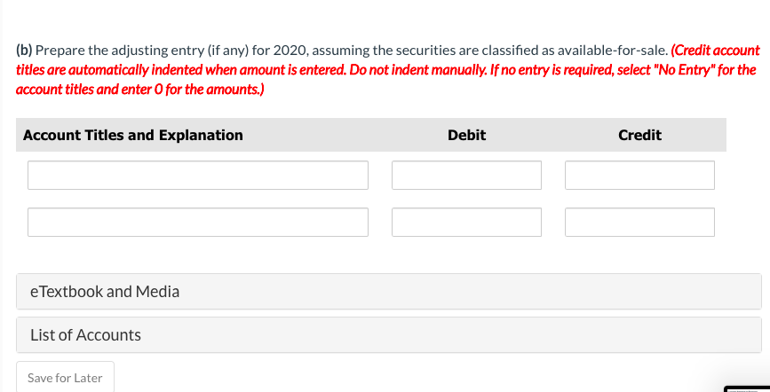 Company at December 31, 2020, regarding its investments. Securities Cost Fair Value
