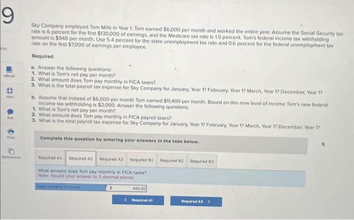 and is correct Sky Company employed Tom Mills in Year 1. Tom