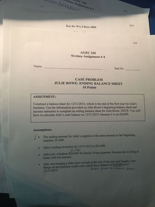 Soil Testing Assets Current: Liabilities and Owners Equity Cash/Checking Supplies Inventory $
