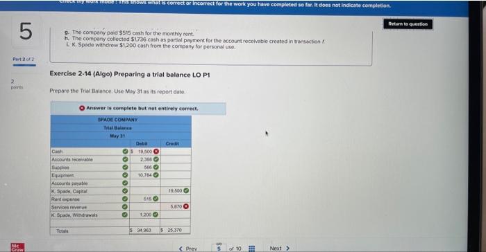 (Algo) The following information applies to the questions dispiayed below] The transactions