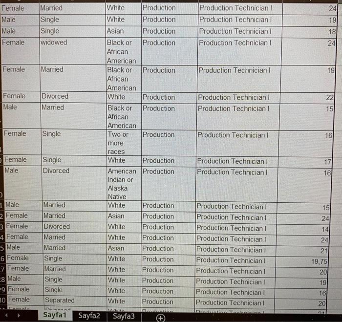 14 Female 15 Female E F G Maritial_status Race Department Position Married