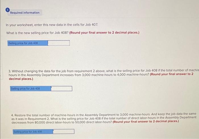 overhead cost for the Milling Department in Data area back to $390,000,