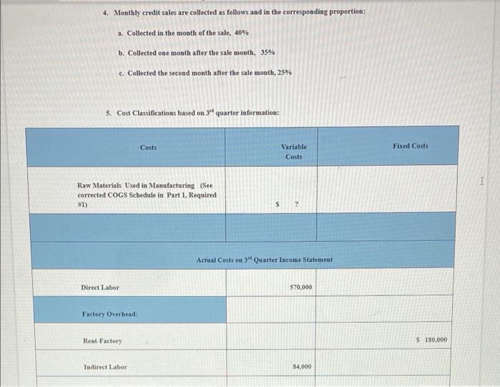 a) & b) Calculations of Cost of Goods Sold Particulars Variable Costs