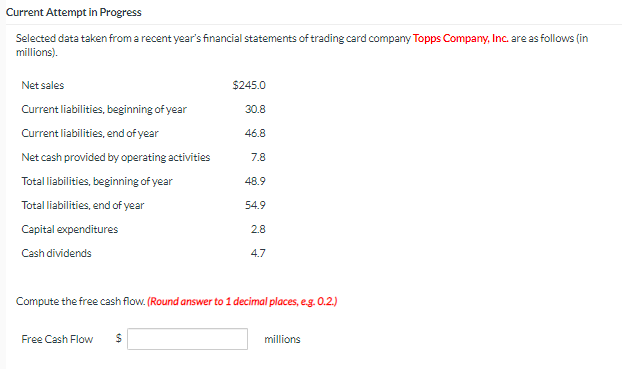  Current Attempt in Progress Selected data taken from a recent year's