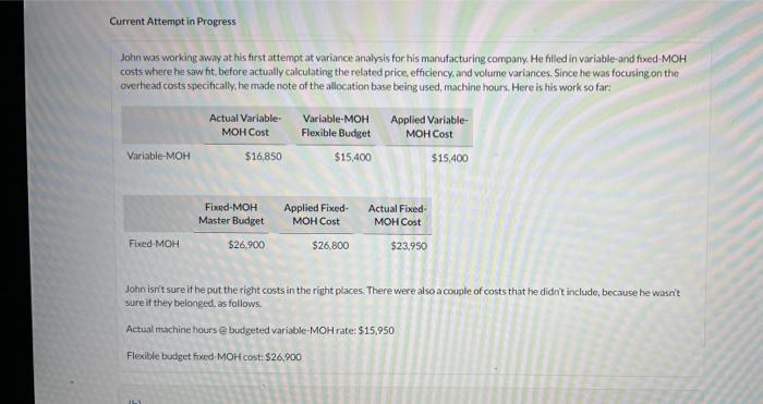 please answer B John was working away at his first attempt at