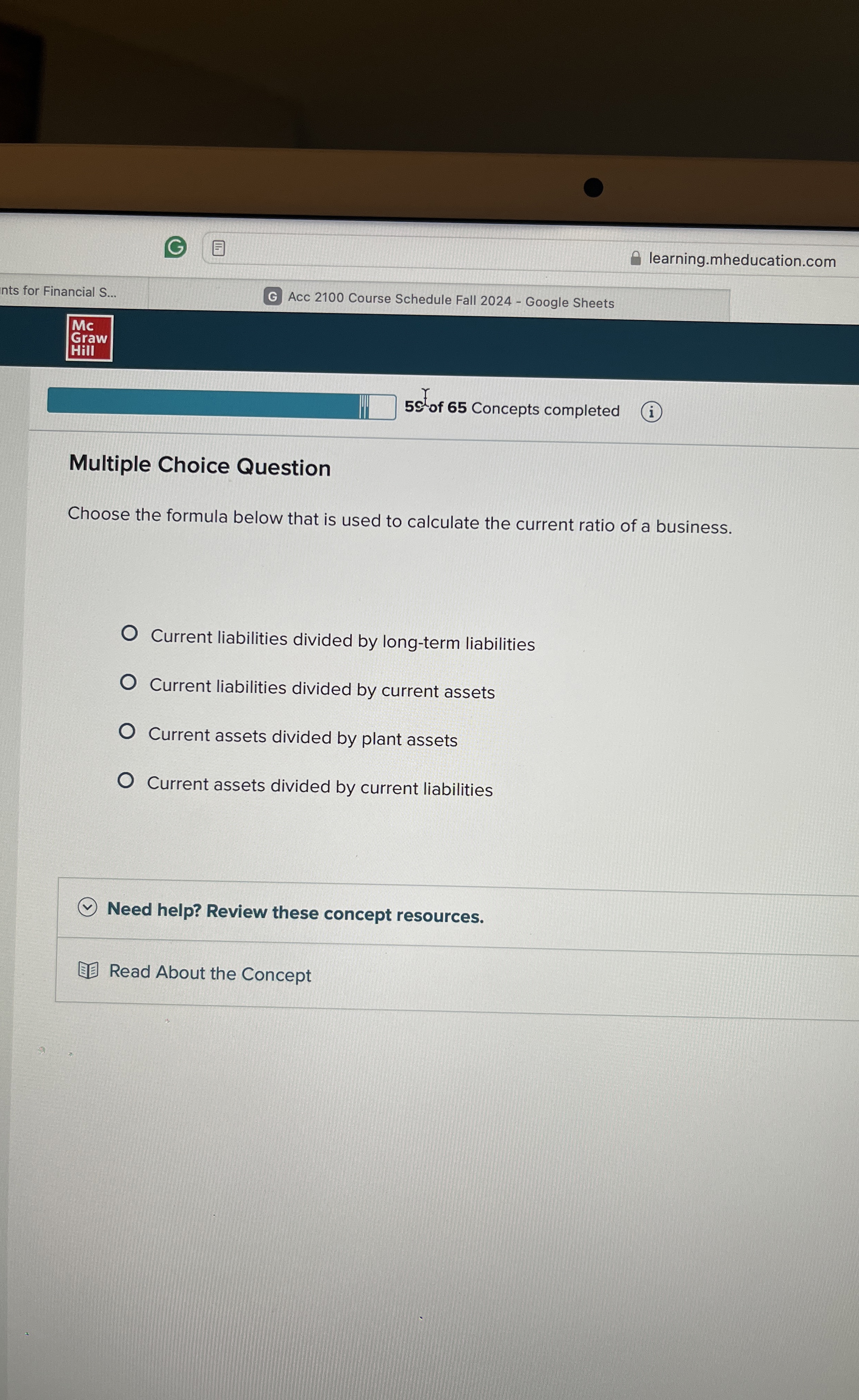  Multiple Choice Question Choose the formula below that is used to