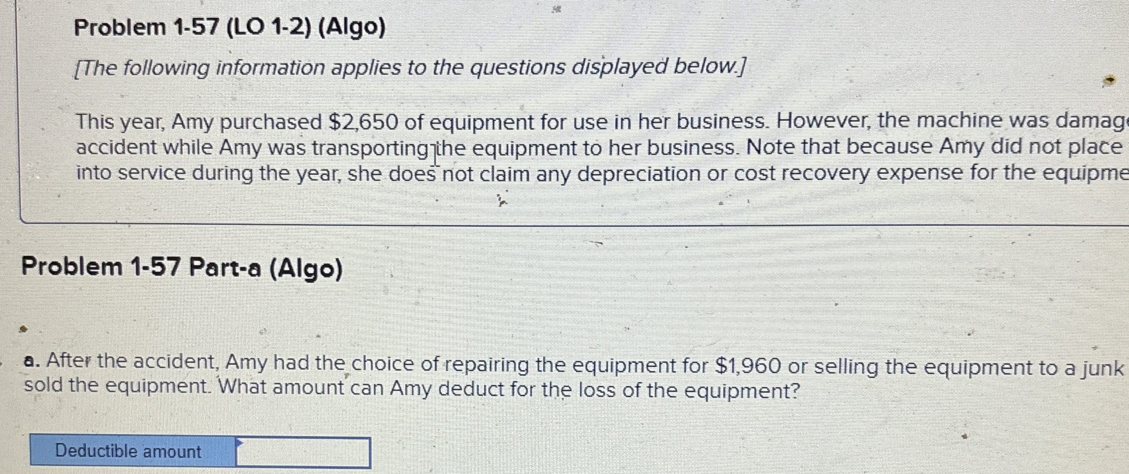  Problem 1-57(LO 1-2)(Algo) [The following information applies to the questions displayed