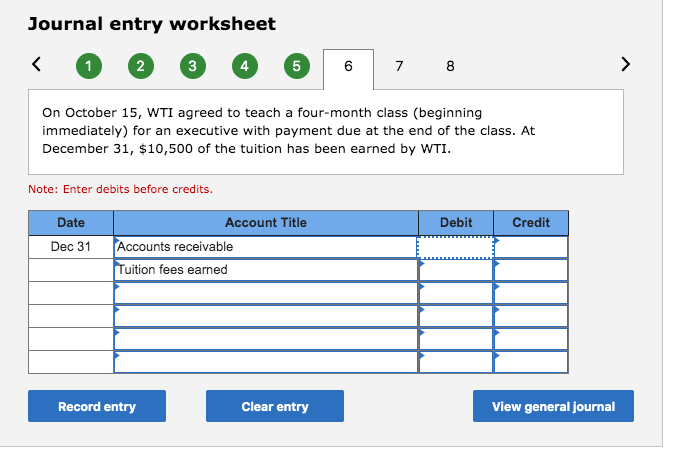 Journal entry worksheet