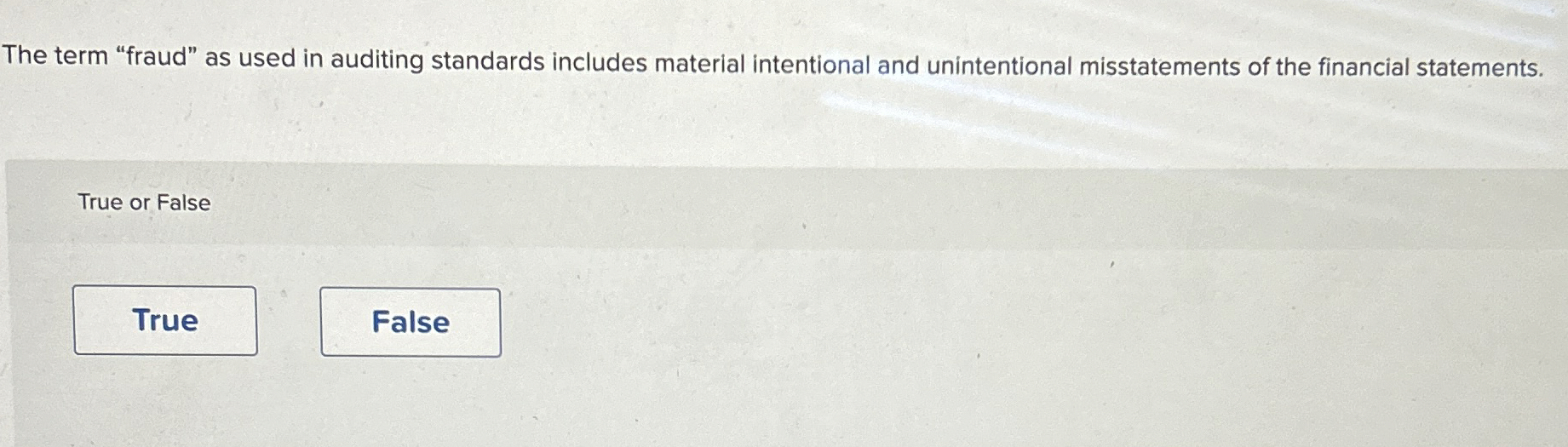  The term "fraud" as used in auditing standards includes material intentional