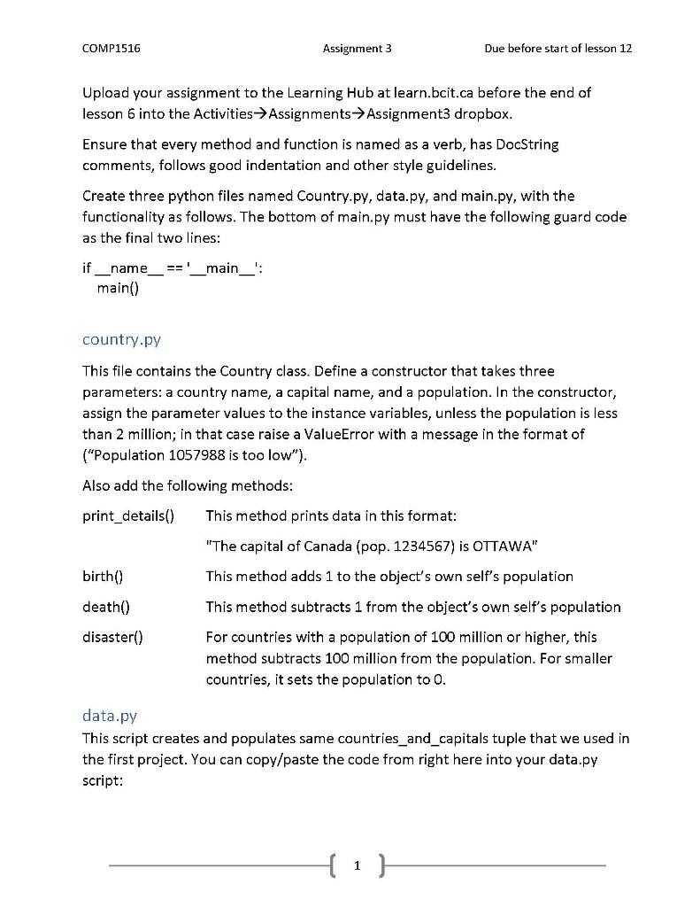 Please read the requirements!!! Ensure that every method and function is named