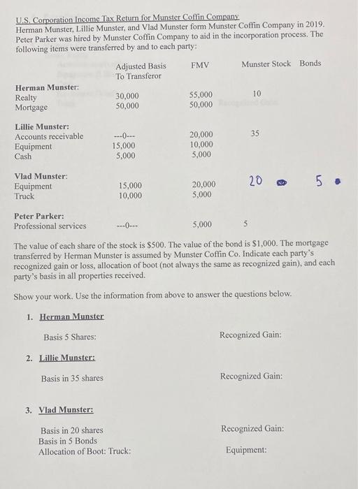 Answer the following questions from the information provided U.S. Comoration Income Tax